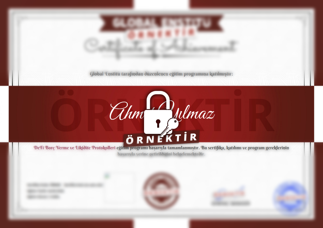 Örnek DeFi Borç Verme ve Likidite Protokolleri Sertifikası
