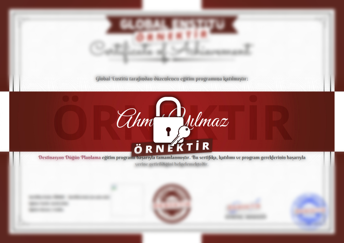 Örnek Destinasyon Düğün Planlama Sertifikası