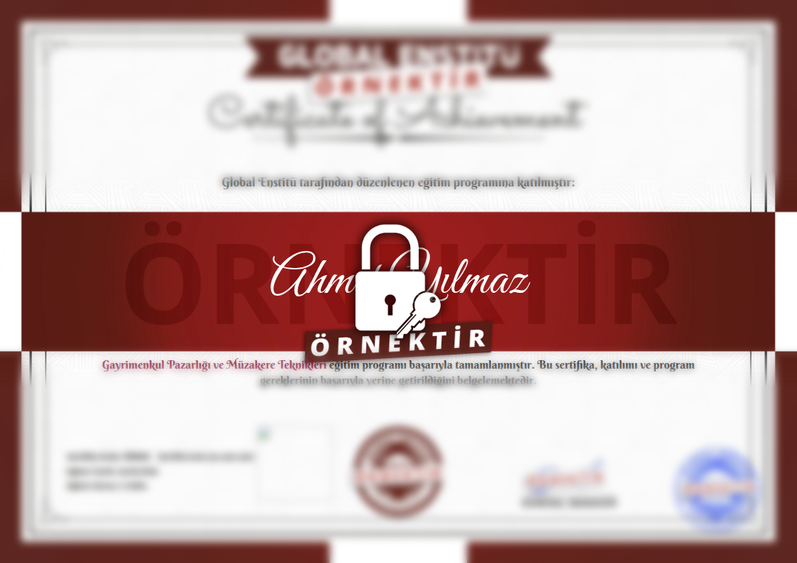 Örnek Gayrimenkul Pazarlığı ve Müzakere Teknikleri Sertifikası