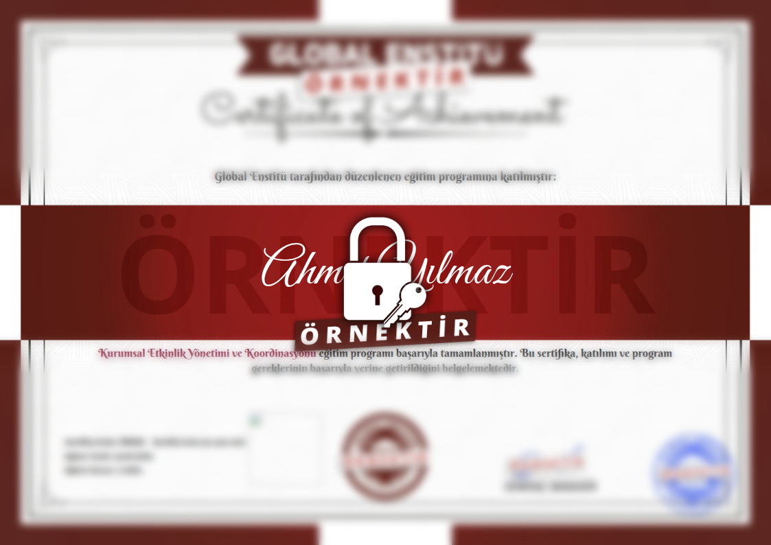 Örnek Kurumsal Etkinlik Yönetimi ve Koordinasyonu Sertifikası
