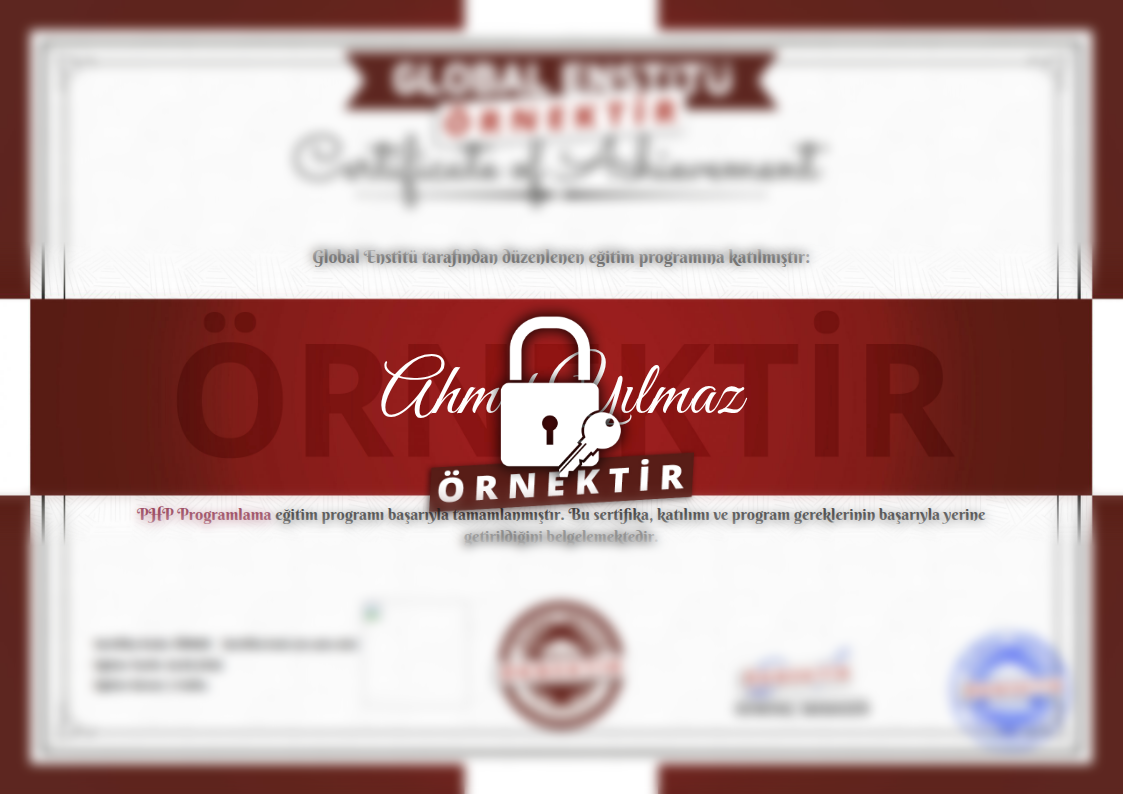 Örnek PHP Programlama Sertifikası