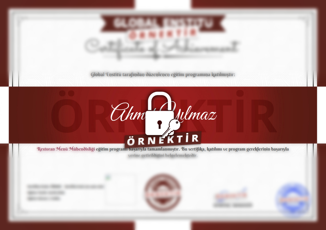 Örnek Restoran Menü Mühendisliği Sertifikası