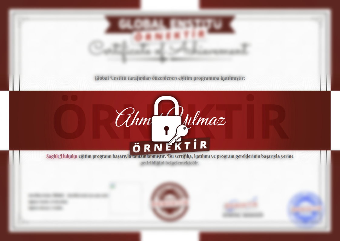 Örnek Sağlık Hukuku Sertifikası