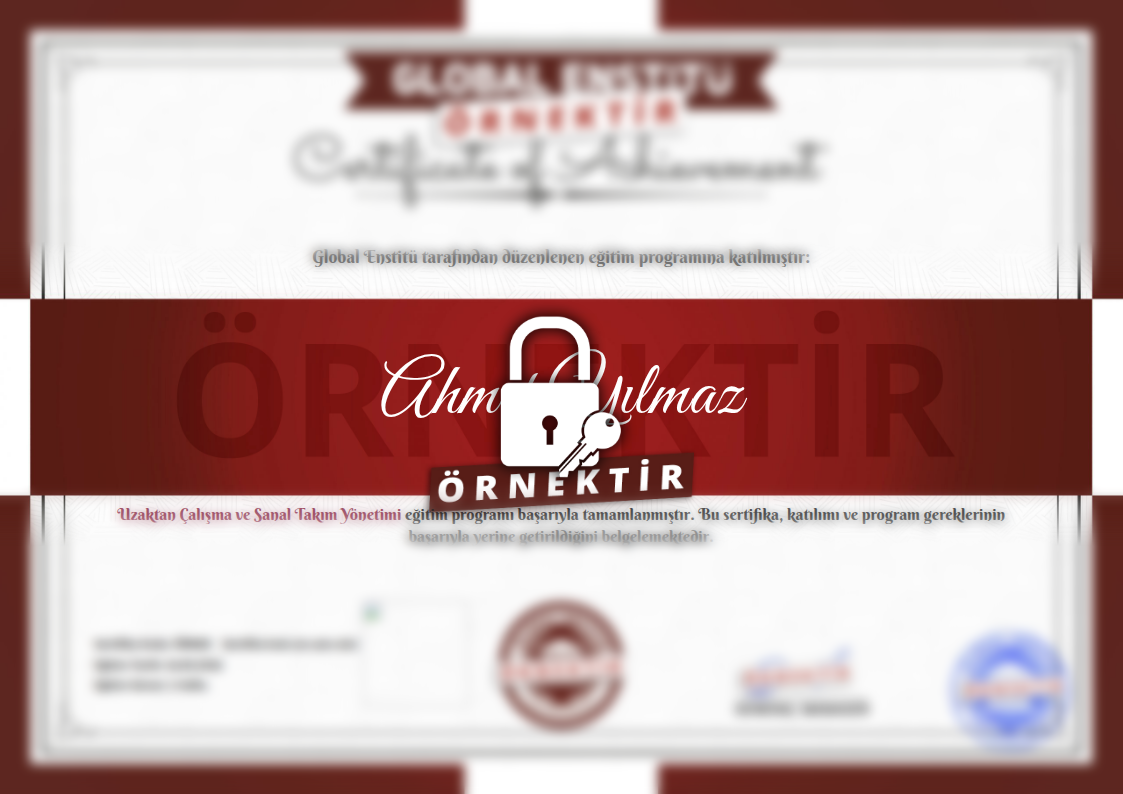 Örnek Uzaktan Çalışma ve Sanal Takım Yönetimi Sertifikası
