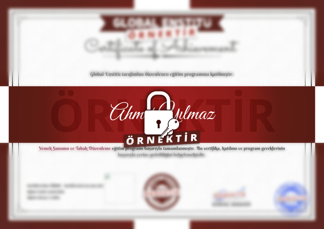 Örnek Yemek Sunumu ve Tabak Düzenleme Sertifikası