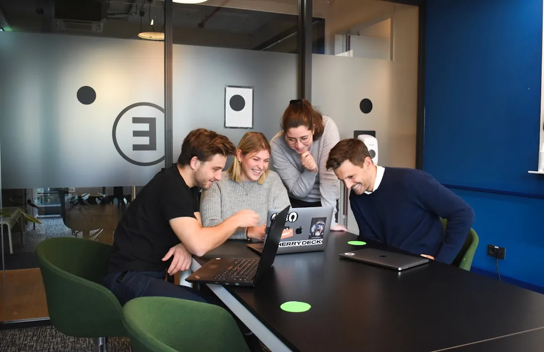 startup team working in factory