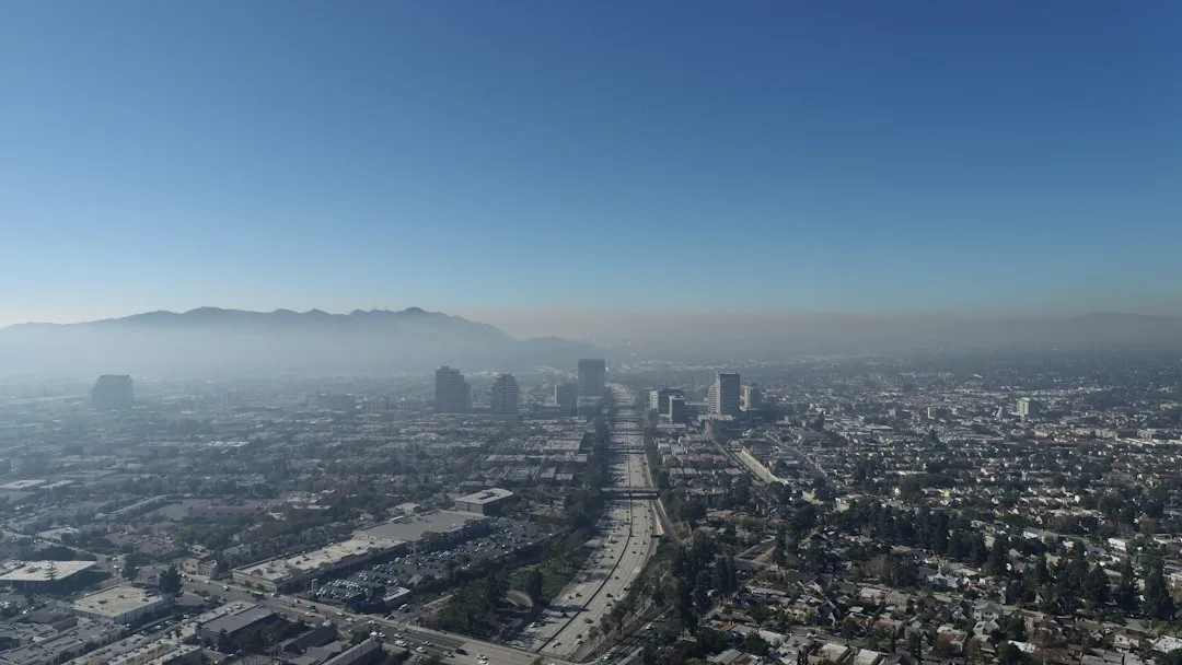 student studying air quality map