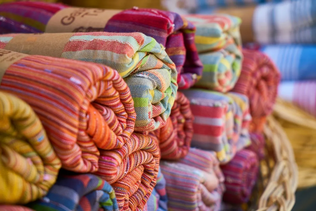colorful yarns arranged for weaving project